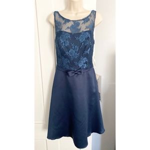 B2 Jasmine Midi Dress Cayman Blue B143018 Lace Satin